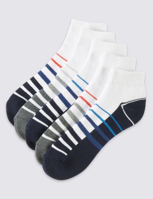 5 Pairs of Cotton Rich Cool & Fresh&trade; Quarter Length Sports Socks